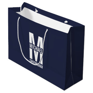 Moderne personalisierte Trauzeugen-Monogramm und N Große Geschenktüte