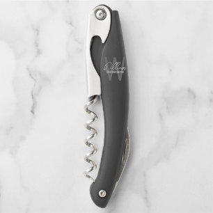 Moderne personalisierte Trauzeugen-Monogramm und N Kellnermesser