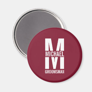Moderne personalisierte Trauzeugen-Monogramm und N Magnet