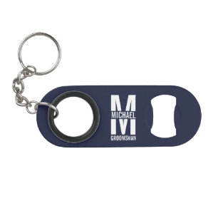 Moderne personalisierte Trauzeugen-Monogramm und N Mini Flaschenöffner