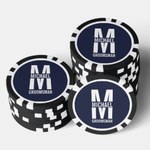 Moderne personalisierte Trauzeugen-Monogramm und N Pokerchips