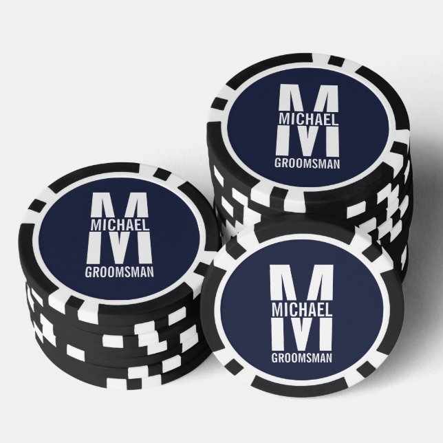 Moderne personalisierte Trauzeugen-Monogramm und N Pokerchips (Stapel)
