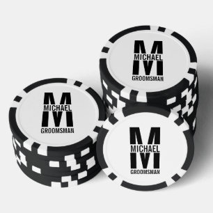 Moderne personalisierte Trauzeugen-Monogramm und N Pokerchips