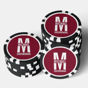 Moderne personalisierte Trauzeugen-Monogramm und N Pokerchips