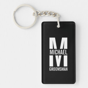 Moderne personalisierte Trauzeugen-Monogramm und N Schlüsselanhänger