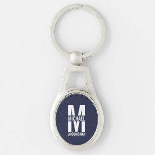 Moderne personalisierte Trauzeugen-Monogramm und N Schlüsselanhänger
