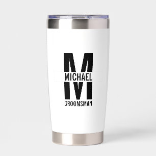 Moderne personalisierte Trauzeugen-Monogramm und N Thermobecher