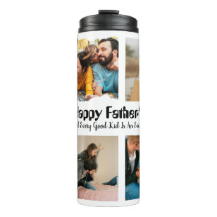 Moderne Personalisierte Väter Tag 4 Foto Collage Thermosbecher