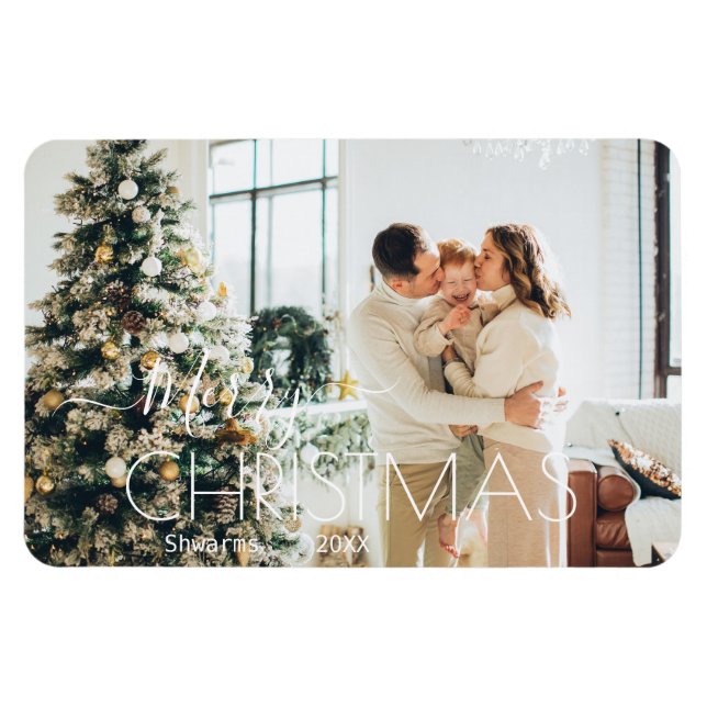 Moderne Personalisierte Weihnachtsfamilie Magnet (Horizontal)