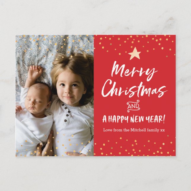 Moderne Personalisierte Weihnachtskarte Feiertagspostkarte (Vorderseite)