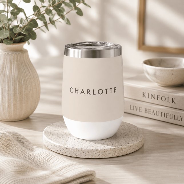 Moderne personalisierte Weintumbler in Beige (Von Creator hochgeladen)