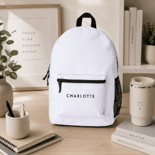 Moderne personalisierte weiße Namens-Rucksack Bedruckter Rucksack