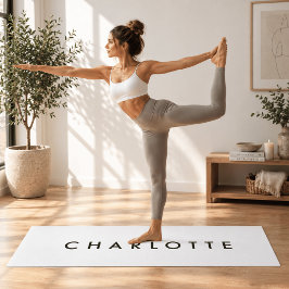 Moderne personalisierte weiße Namens-Yoga-Matte Yogamatte