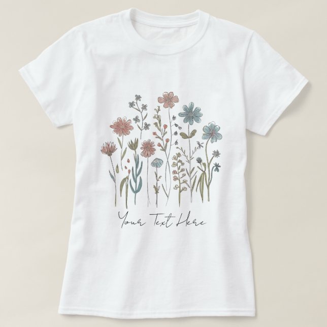 Moderne Personalisierte Wildblume T-Shirt (Design vorne)
