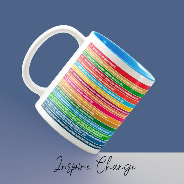 Moderne Personalisierte Ziele für die Nachhaltigke Zweifarbige Tasse (Modern Personalized Gift Sustainability Goals Coffee Mug, Global Goals for Sustainable Development)