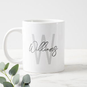 Moderne persönliche Schrift-Monogramm und Name Jumbo-Tasse