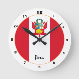 Moderne peruanische Flagge, trendige peruanische Z Runde Wanduhr