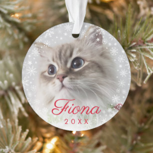 Moderne Pet-Foto-Druck und Schneeflocken-Rahmen Ornament