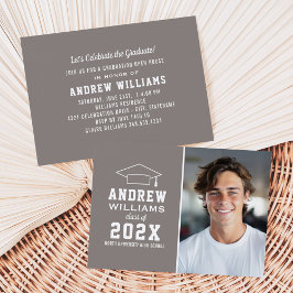 Moderne Pewter Gray Foto Graduation Party Einladung