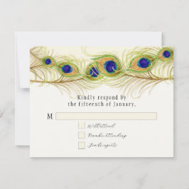 Moderne Pfauenfedern Monogramm Mit Monogramm RSVP Karte