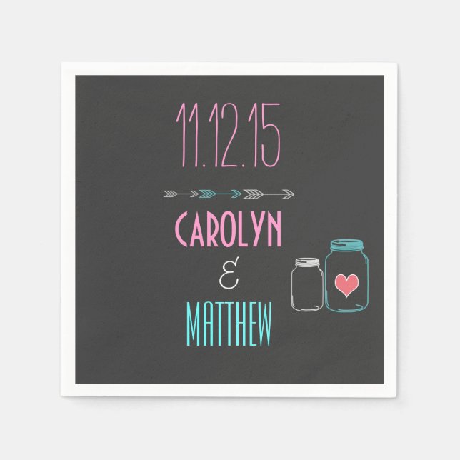 Moderne Pfeile | Masonjar Gray Wedding Napkins Serviette (Vorderseite)