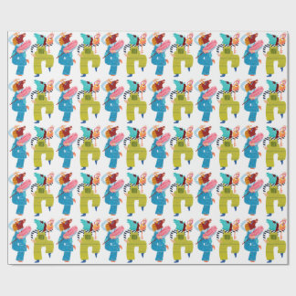 Moderne Pferd-Collage-Charakter-Kunst (Halbglanz) Geschenkpapier