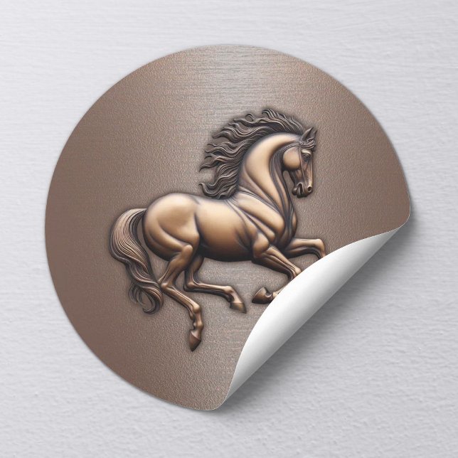 Moderne PferdeEquine Stilvolle Kupfer Textur Runder Aufkleber (Von Creator hochgeladen)