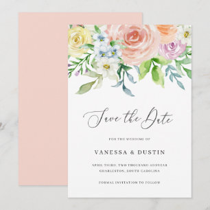 Moderne Pfirsich-Blumen-Hochzeit elegant Save The Date