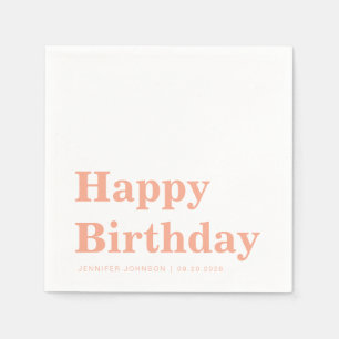 Moderne Pfirsich-Frohe-Geburtstag-Servietten Serviette