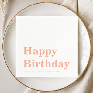 Moderne Pfirsich-Frohe-Geburtstag-Servietten Serviette