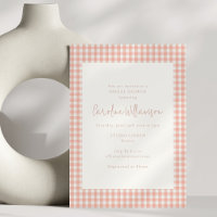 Moderne Pfirsich-Gingham-Karo-Hochzeitsdusche
