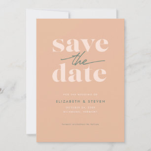Moderne Pfirsich--Karte Save The Date