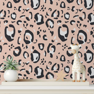 Moderne Pfirsich-Leopardenprint-Abstatement Tapete