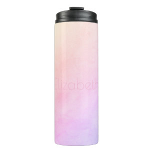 Moderne Pfirsich-Lila-Ombre-Wasserfarben-Wäsche un Thermosbecher