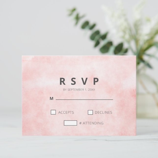 Moderne Pfirsichfarben Saubere Minimalistische Hoc RSVP Karte (Stehend Vorderseite)