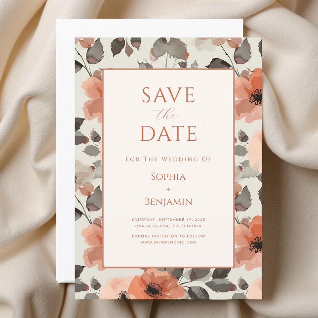 Moderne Pfirsichhochzeit Save The Date (Von Creator hochgeladen)