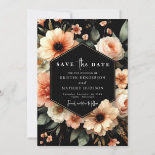 Moderne Pfirsichhochzeit Save The Date