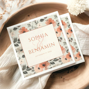Moderne Pfirsichhochzeit Serviette