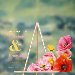 Moderne Pfirsichrosa orange gelbe Pflaumen Willkom Acrylschild