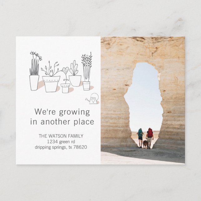 Moderne Pflanze | Verschieben der Ankündigung Post Postkarte (Vorderseite)