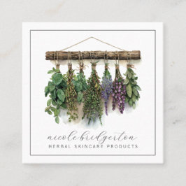 Moderne pflanzliche Pflegeprodukte Kräuterbotanica Quadratische Visitenkarte