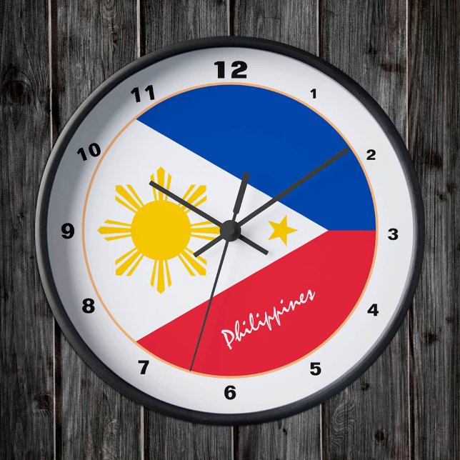 Moderne philippinische Flagge, philippinische Zuha Runde Wanduhr (Von Creator hochgeladen)