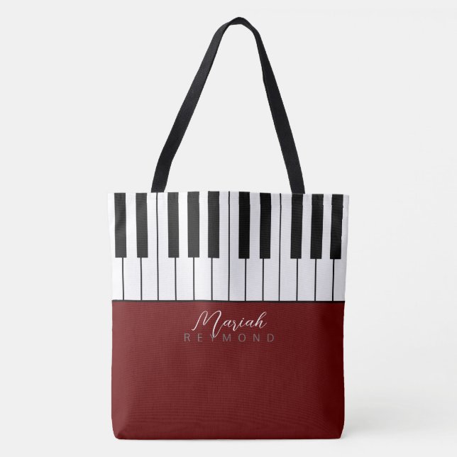 Moderne Piano All-Over Tote Tasche mit Namen (Vorderseite)