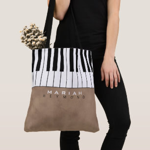Moderne Piano-Braun-Musiktasche mit Namen