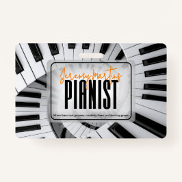Moderne Piano Spirals Black&White Orange Pianist Ausweis
