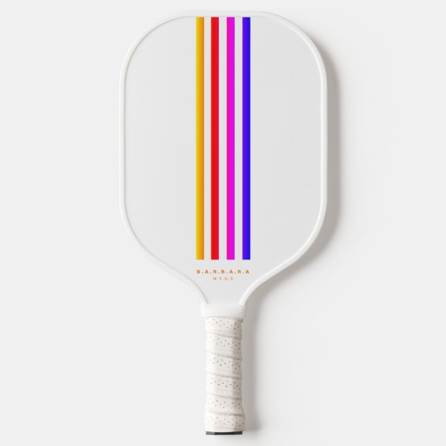 Moderne Pickleball Player Regenbogenstreifen Schläger (Vorderseite)