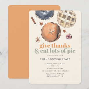 Moderne Pie Friendsgiving Dinner Feste Party Einladung