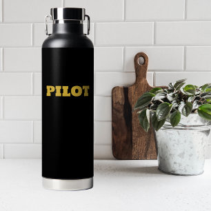 Moderne PILOT Typografie, Gold Black, kundenspezif Trinkflasche