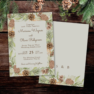 Moderne Pine Beige Hochzeit Einladung