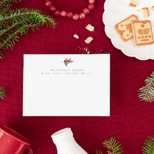 Moderne Pine Branch & Berries Familienadresse Mitteilungskarte